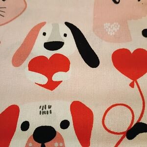 Cute Dog Pattern Fabric - Red, Black, White & Pink Fat Quater Set Of 3